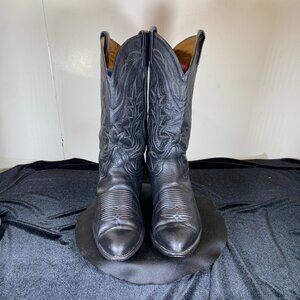 Men's Black  10.5 D Gold Label Tony Lama Leather Cowboy Boots,
